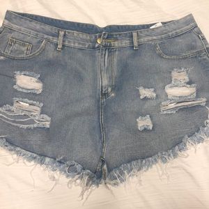 Light wash jean shorts